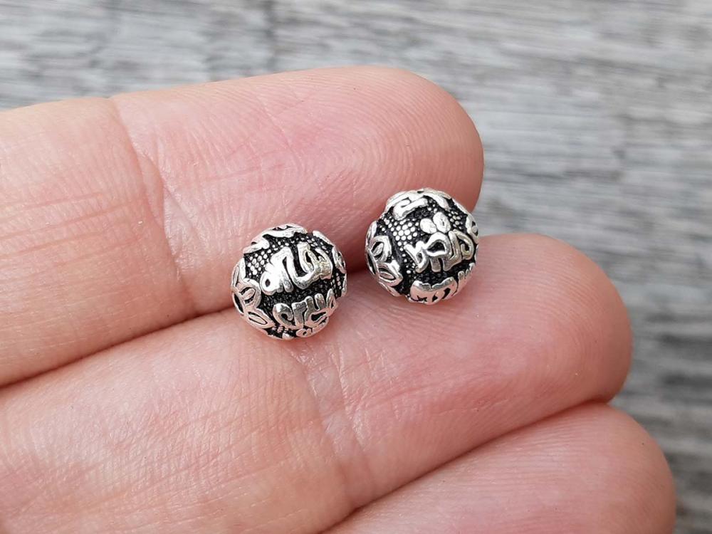 Ohm mani padme um gyngy 8 mm Ag925 ezst