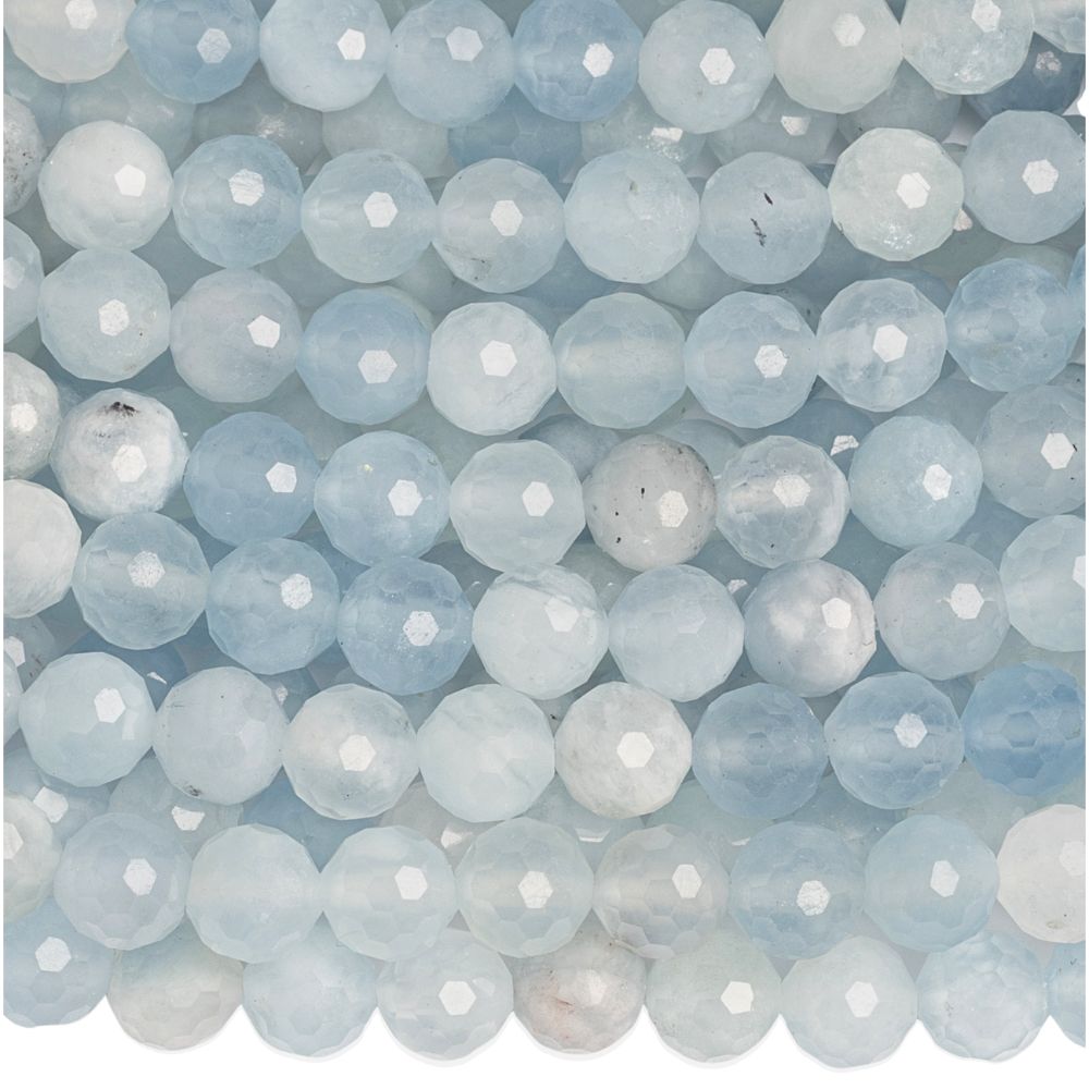 Akvamarin világos gyöngyök 6 mm csiszolt félhosszú zsinór Akvamarin világos gyöngyök 6 mm csiszolt félhosszú zsinór