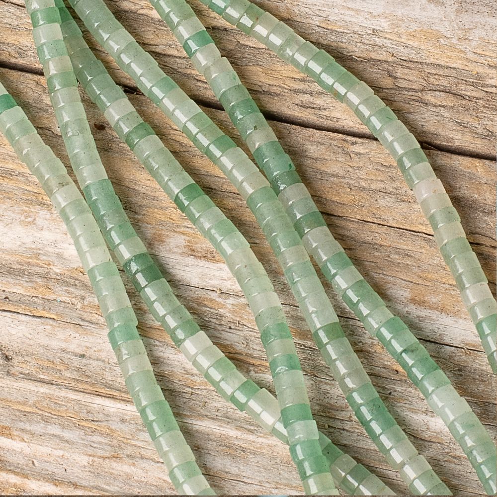 Avanturin zöld gyöngyök 4x2 mm heishi köztes gyöngyök félzsinór Avanturin zöld gyöngyök 4x2 mm heishi köztes gyöngyök félzsinór