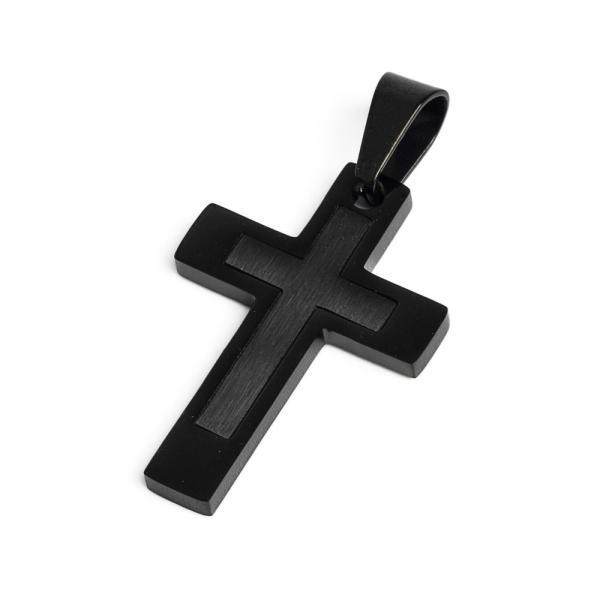 Kereszt medl kapoccsal 30 mm fekete nemesacl