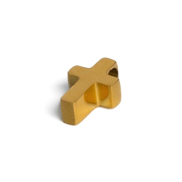 Kereszt medl kapoccsal 8x5 mm arany nemesacl