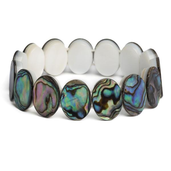 Karkt lapos abalone ovlis kagylgyngybl 18 x 13 mm