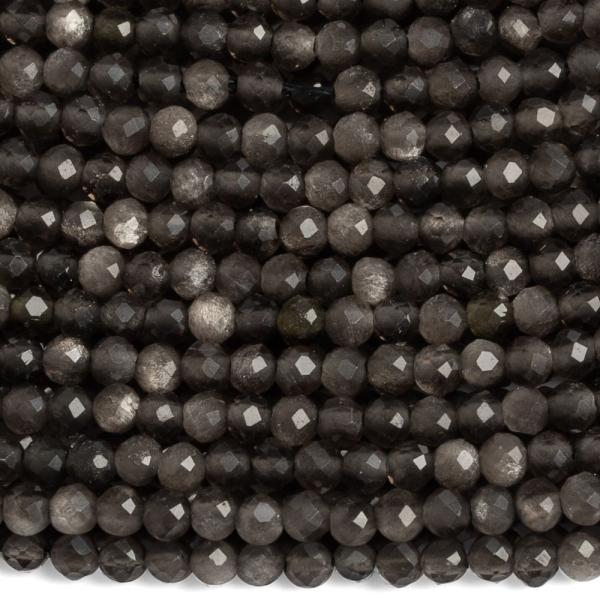 Obszidin ezst gyngyk 3 mm csiszolt zsinr