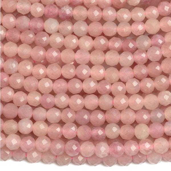 Rzsakvarc Madagaszkr sttrzsaszn gyngyk 3,5 mm csiszolt zsinr
