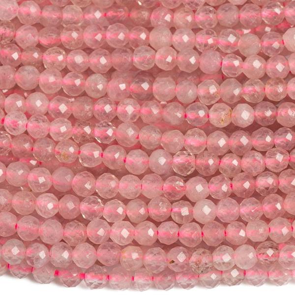 Rzsakvarc Madagaszkr gyngyk 2,5 mm csiszolt A minsg zsinr