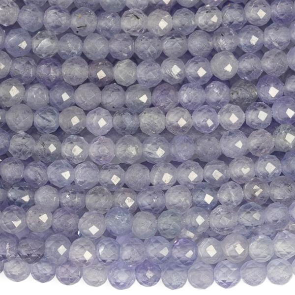 Tanzanit gy�ngy�k 2,5 mm csiszolt A min�s�g� f�lhossz� zsin�r