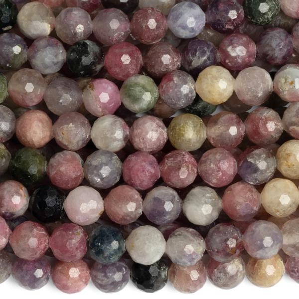 Turmalin kevert sznek gyngyk 6 mm csiszolt flhossz zsinr