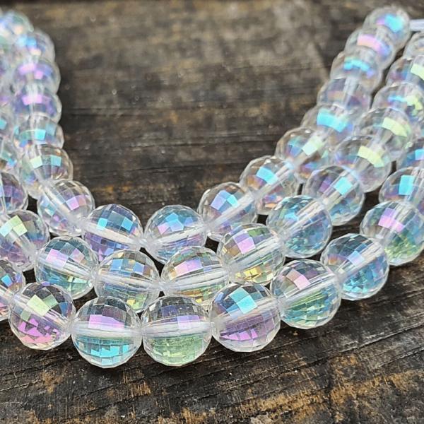 Aqua aura kristly gyngyk 8 mm AB kristly hologram flhossz zsinr