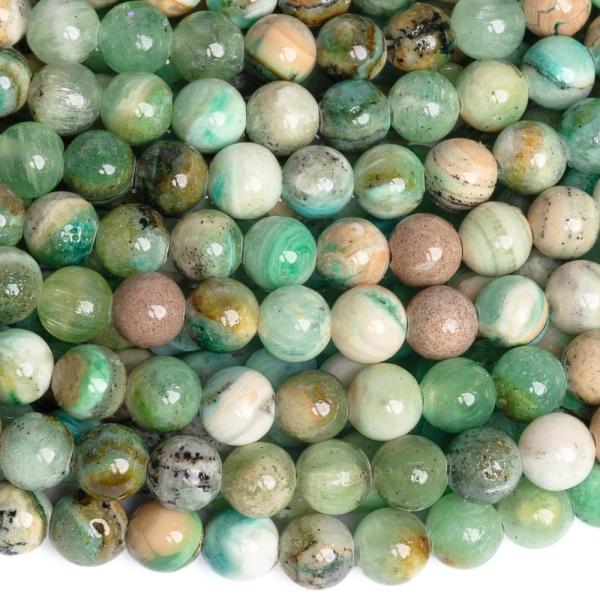 Z�ld mix jadeit gy�ngy�k 6 mm zsin�r