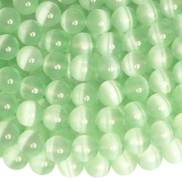 Vil�gosz�ld szelenit gy�ngy�k 8 mm f�lhossz� zsin�r