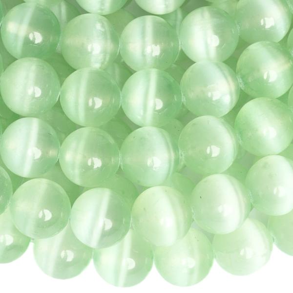 Vil�gosz�ld szelenit gy�ngy�k 10 mm f�lhossz� zsin�r