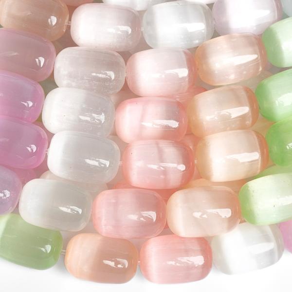 Pasztell sz�nkever�k szelenit gy�ngy�k 8�12 mm hengerek f�lhossz� zsin�r