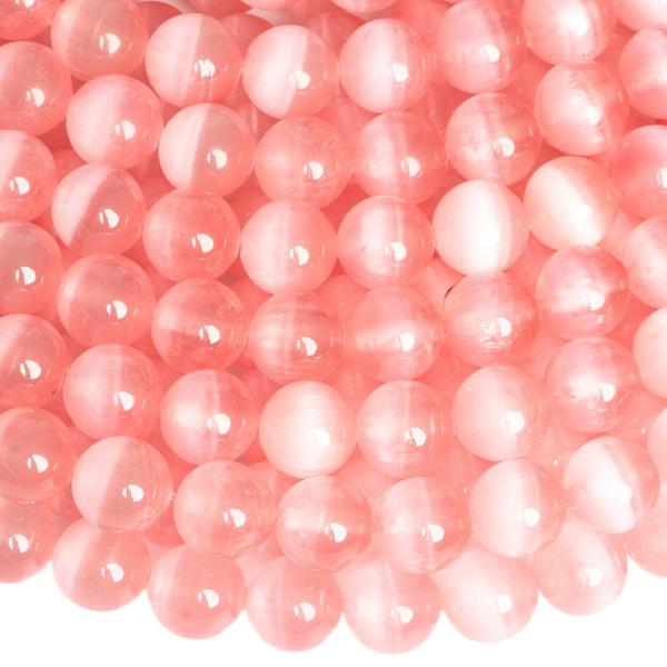 Vil�gos r�zsasz�n szelenit gy�ngy�k 8 mm f�lhossz� zsin�r