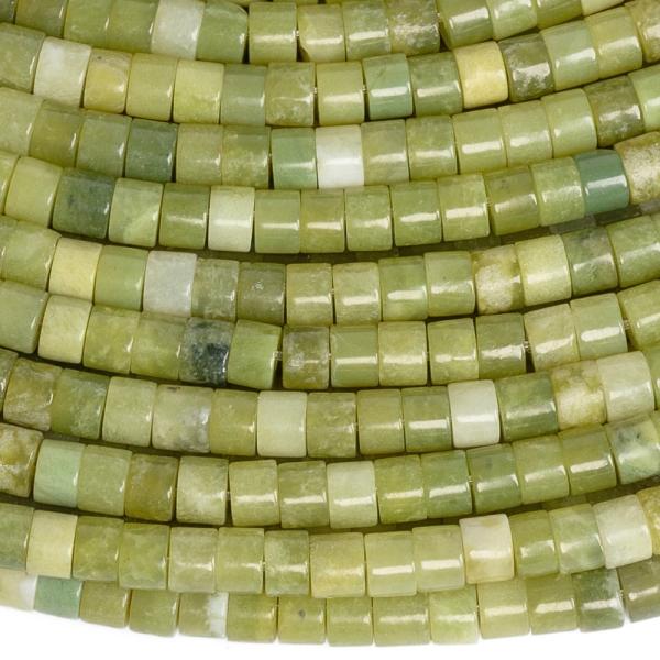 Z�ld jadeit gy�ngy�k 2�3 mm rondell�k f�lhossz� zsin�r