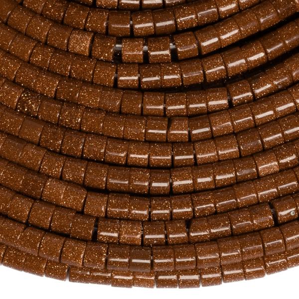 Arany homokk� gy�ngy�k 2�3 mm rondell�k f�lhossz� zsin�r