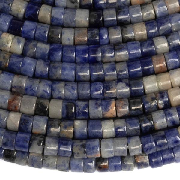 Feh�r-k�k szodalit gy�ngy�k 2�3 mm rondell�k f�lhossz� zsin�r