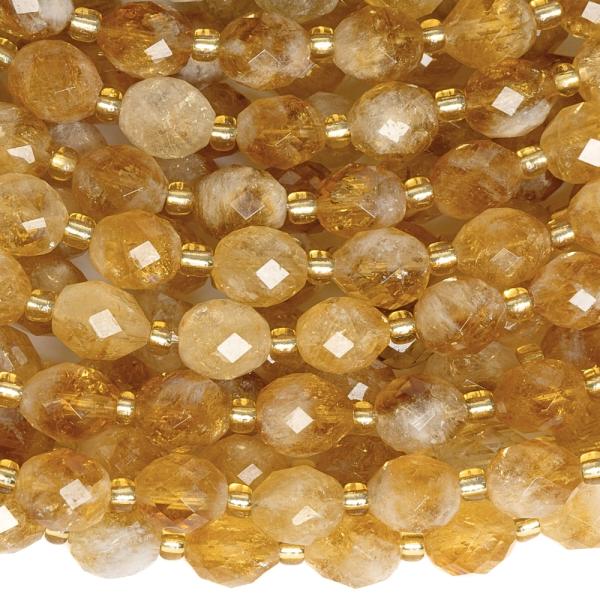 Citrin oliva gy�ngy�k 7x8 mm csiszolt f�lhosz� zsin�r