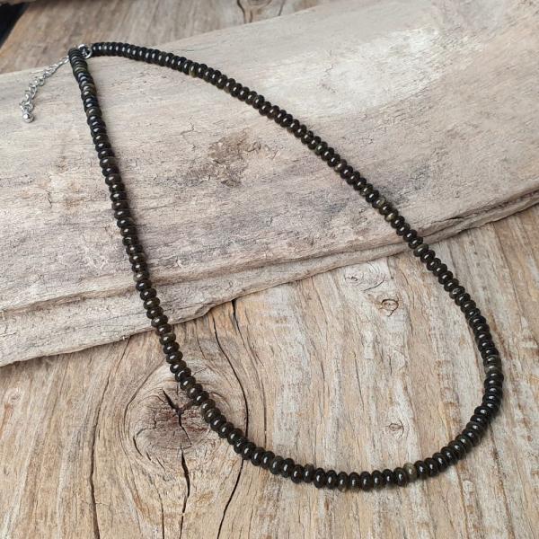 Choker nyaklnc rondell 4x2mm arany obszidin