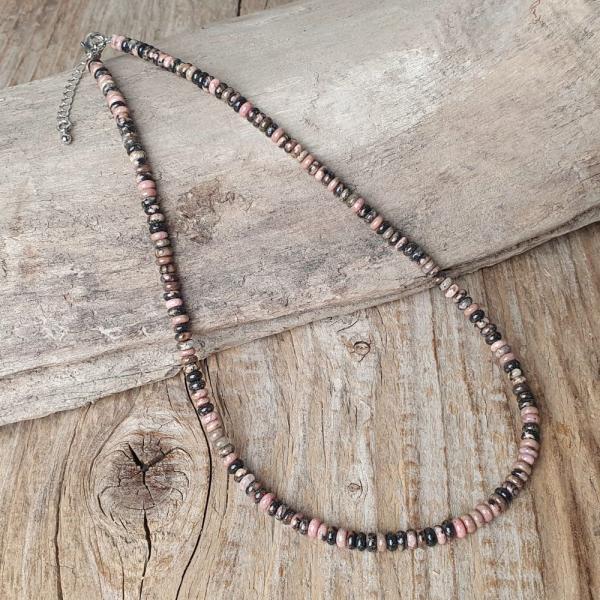 Choker nyaklnc rondell 4x2mm rodonit sznek keverke