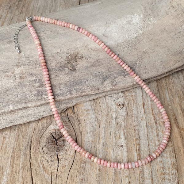 Choker nyaklnc rondell 4x2 mm rzsaszn rodonit