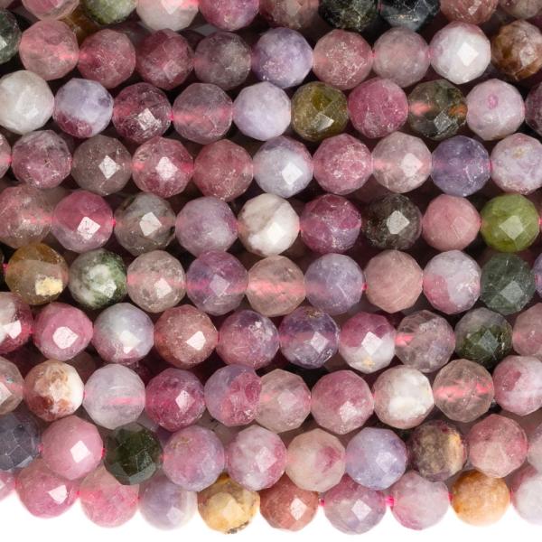 Turmalin sz�nes mix gy�ngy�k 4 mm csiszolt zsin�r