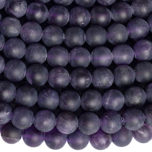 Ametiszt gy�ngy�k 8 mm matt zsin�r