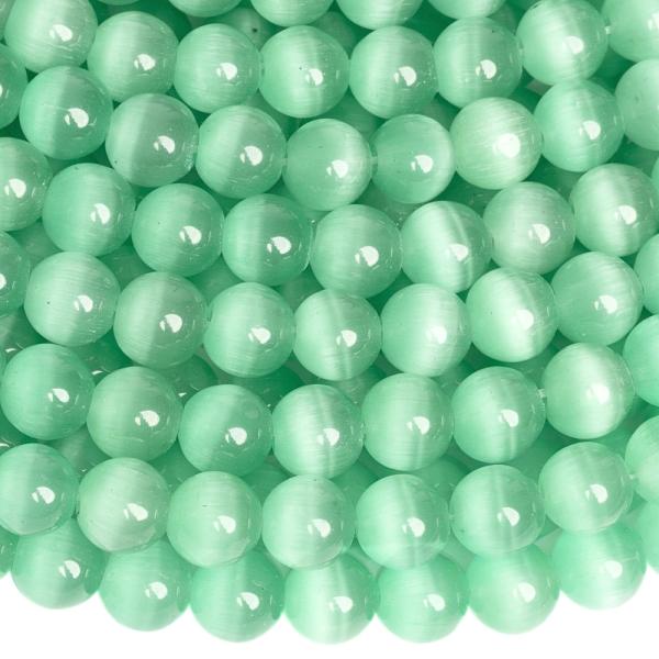 Macskaszem gy�ngy�k 8 mm z�ldest�rkiz zsin�r