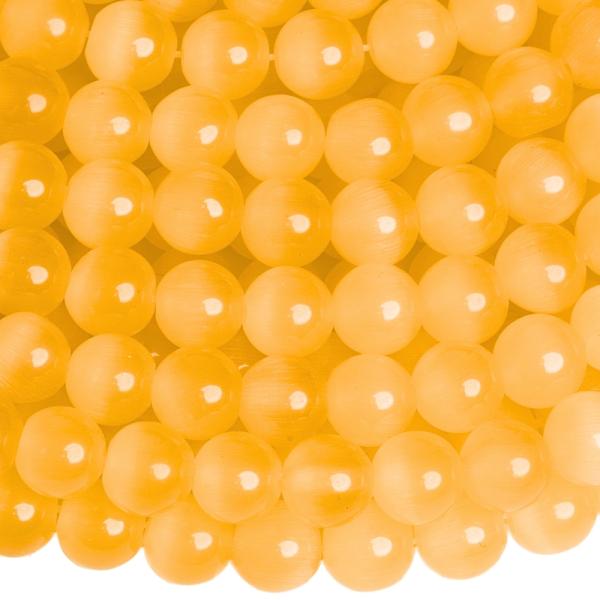 Macskaszem gy�ngy�k 8 mm halv�nys�rga zsin�r