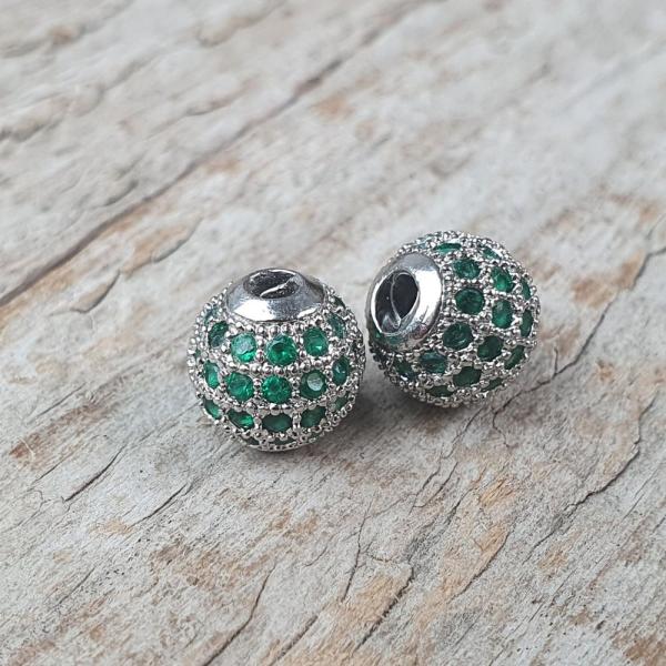 Charm kzdarab 8 mm ezst zld cirkonnal