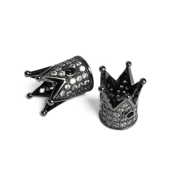 Korona k�zdarab fekete feh�r cirkonnal