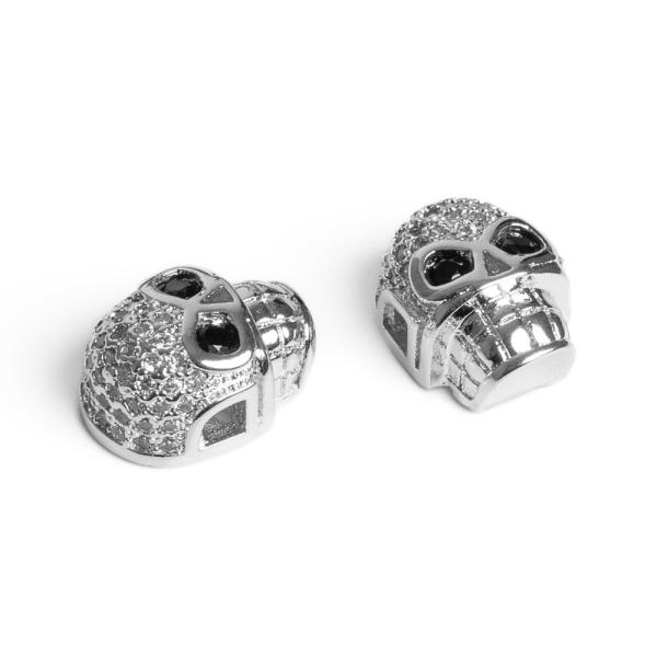 Koponya gy�ngy ez�st feh�r cirkonnal