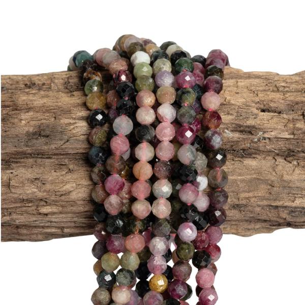 Turmalin kevert sznek gyngyk 4 mm csiszolt flhossz zsinr