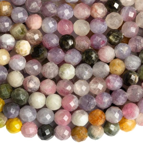 Turmalin kevert sz�nek gy�ngy�k 4 mm csiszolt f�lhossz� zsin�r