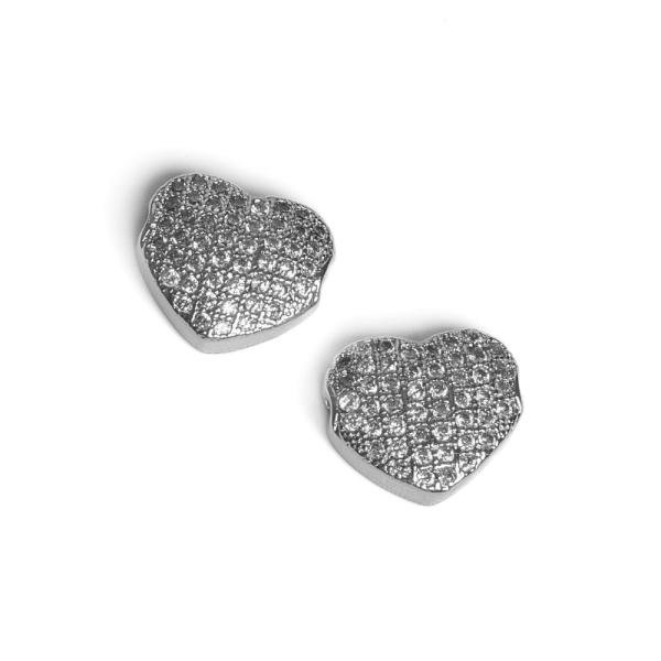 Sz�v gy�ngy lapos ez�st feh�r cirkonnal