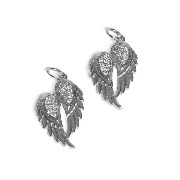 Angyalsz�rnyak med�l ez�st feh�r cirkonnal