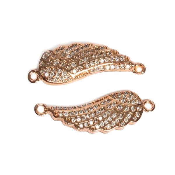 Nagyobb sz�rny k�zdarab r�zsaarany feh�r cirkonnal