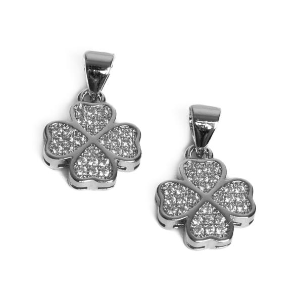 N�gylevel� l�here med�l med�ltart�val ez�st feh�r cirkonnal