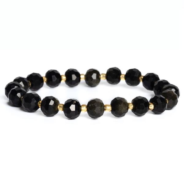 Kark�t� obszidi�n zlat� 6x8 mm csiszolt rondell�k rokaival