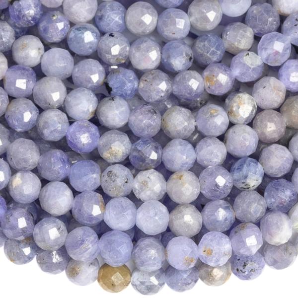 Tanzanit gy�ngy�k 4 mm csiszolt f�lhossz� zsin�r