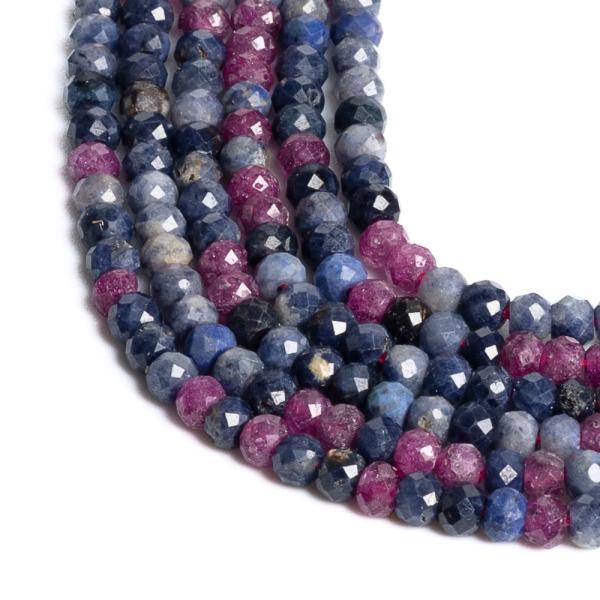 Rubin + zaf�r gy�ngy�k 3x2 mm f�nk csiszolt zsin�r