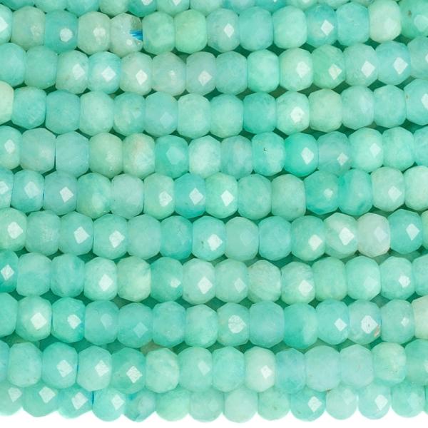 Amazonit gy�ngy�k 3x2 mm f�nk csiszolt zsin�r