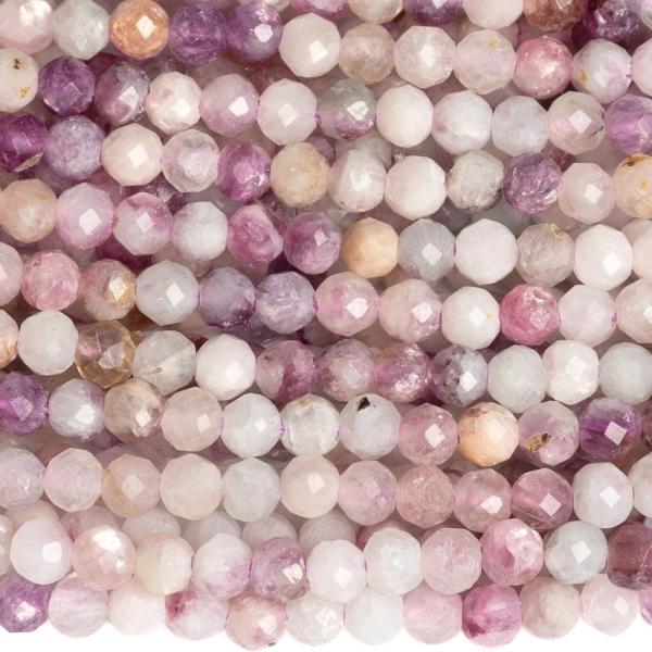 Lepidolit lil�s feh�r gy�ngy�k 3 mm csiszolt zsin�r