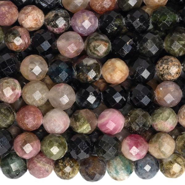 Turmalin gy�ngy�k 7 mm kevert sz�nek csiszolt f�lhossz� zsin�r