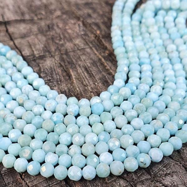 Larimar gyngyk 3 mm csiszolt A-osztly flhossz zsinr