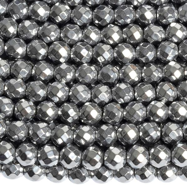 Hematit gy�ngy�k 4 mm ez�st csiszolt zsin�r