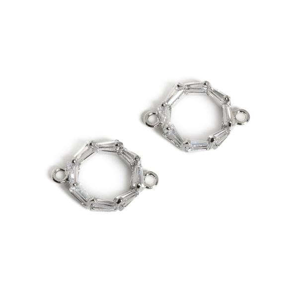 Karika k�ztes 14x9 mm ez�st feh�r cirkonnal