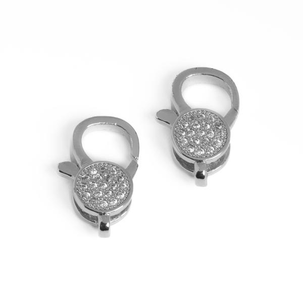 Delfinkapocs 16x10 mm ez�st feh�r cirkonnal