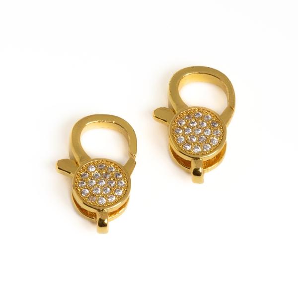 Delfinkapocs 16x10 mm arany feh�r cirkonnal