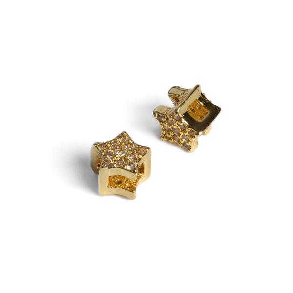 Mini csillag gyngy 5,5 mm arany fehr cirkonnal