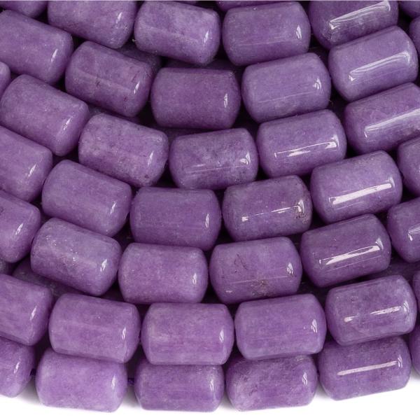 Jadeit gyngyk 8x12 mm hengerek lila szn zsinr
